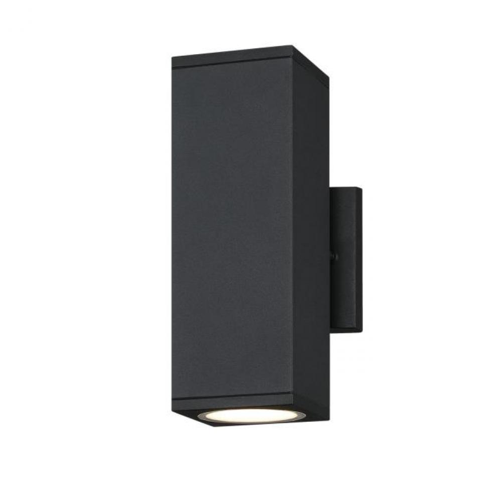 Dimmable LED Up and Down Light Wall Fixture with Color Temperature Selection Black Finish Frosted