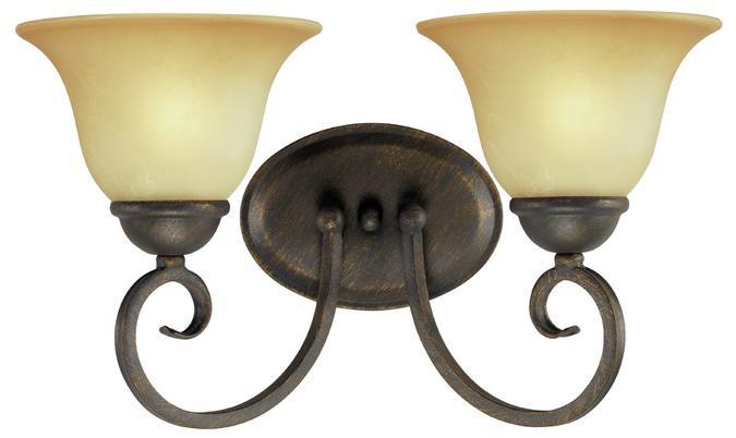 2 Light Wall Fixture Ebony Bronze Finish Aged Alabaster Glass