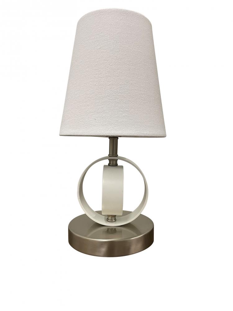 Bryson Mini 4&#34; Double Ring Satin Nickel/White Accent Lamp