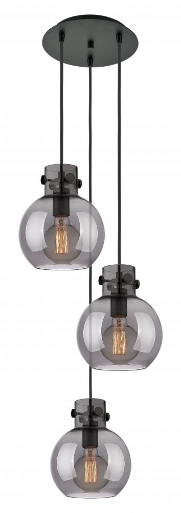 Newton Sphere - 3 Light - 16 inch - Matte Black - Cord hung - Multi Pendant