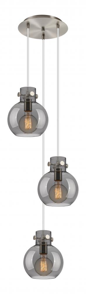 Newton Sphere - 3 Light - 16 inch - Brushed Satin Nickel - Cord hung - Multi Pendant