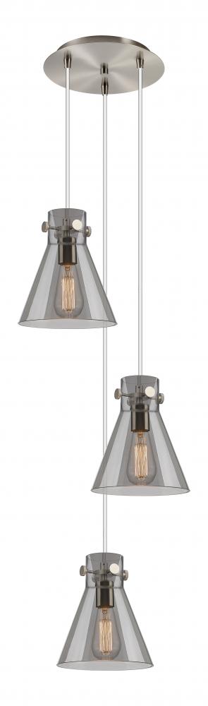 Newton Cone - 3 Light - 16 inch - Brushed Satin Nickel - Multi Pendant