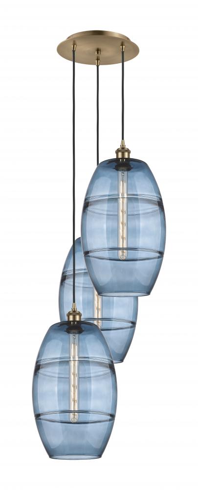 Vaz - 3 Light - 17 inch - Antique Brass - Cord hung - Multi Pendant