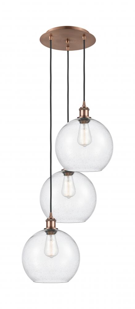 Athens - 3 Light - 17 inch - Antique Copper - Cord Hung - Multi Pendant