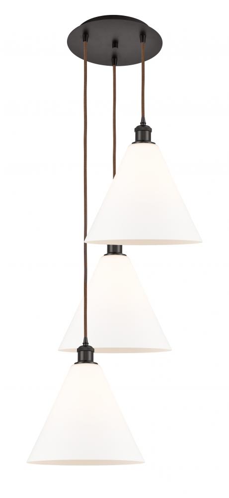 Berkshire - 3 Light - 19 inch - Oil Rubbed Bronze - Cord Hung - Multi Pendant