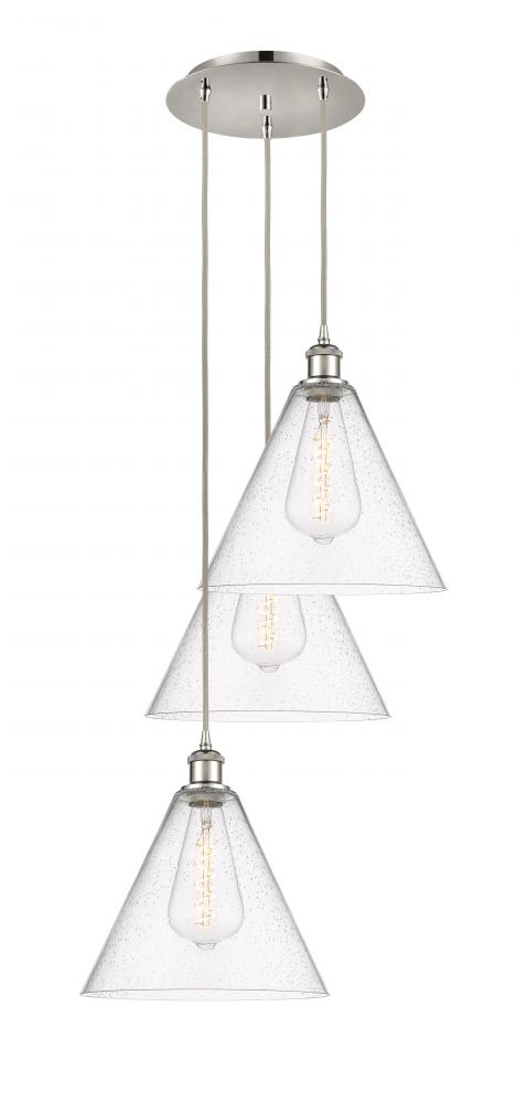 Berkshire - 3 Light - 19 inch - Polished Nickel - Cord Hung - Multi Pendant