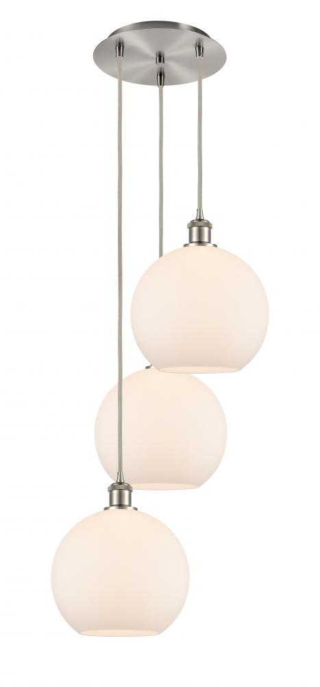 Athens - 3 Light - 17 inch - Brushed Satin Nickel - Cord Hung - Multi Pendant