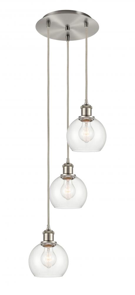 Athens - 3 Light - 12 inch - Brushed Satin Nickel - Cord Hung - Multi Pendant