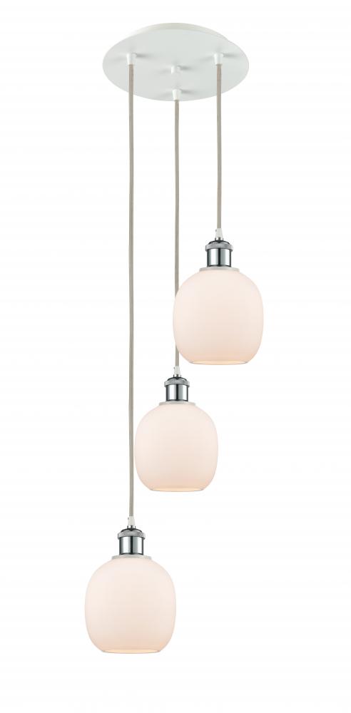 Belfast - 3 Light - 13 inch - White Polished Chrome - Cord Hung - Multi Pendant