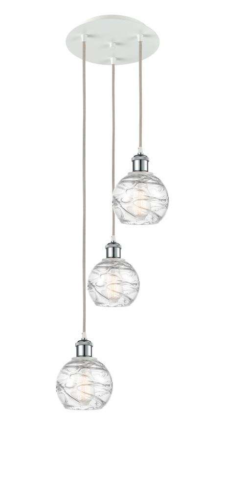 Athens Deco Swirl - 3 Light - 12 inch - White Polished Chrome - Cord Hung - Multi Pendant