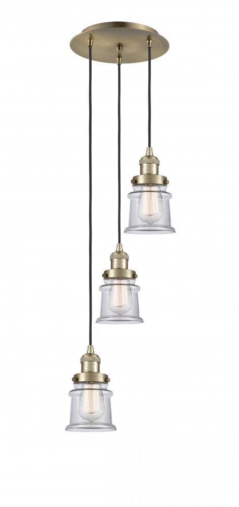 Canton - 3 Light - 12 inch - Antique Brass - Cord hung - Multi Pendant