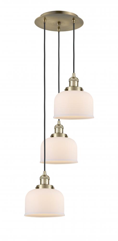 Cone - 3 Light - 14 inch - Antique Brass - Cord hung - Multi Pendant