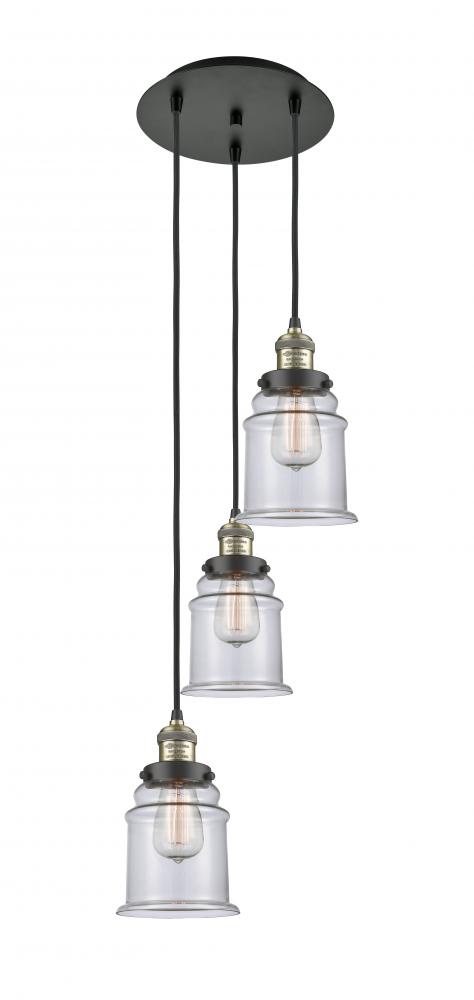 Canton - 3 Light - 13 inch - Black Antique Brass - Cord hung - Multi Pendant