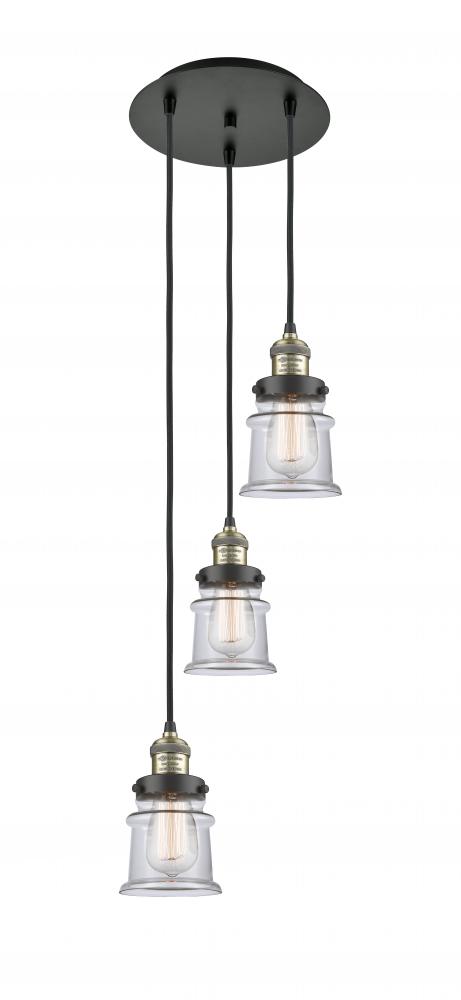 Canton - 3 Light - 12 inch - Black Antique Brass - Cord hung - Multi Pendant