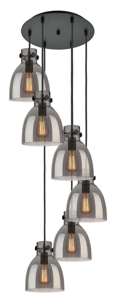 Newton Bell - 6 Light - 19 inch - Matte Black - Multi Pendant