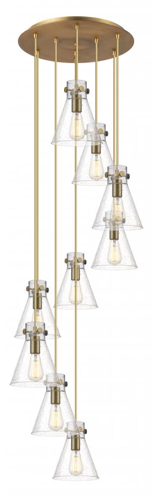 Newton Cone - 9 Light - 22 inch - Brushed Brass - Multi Pendant