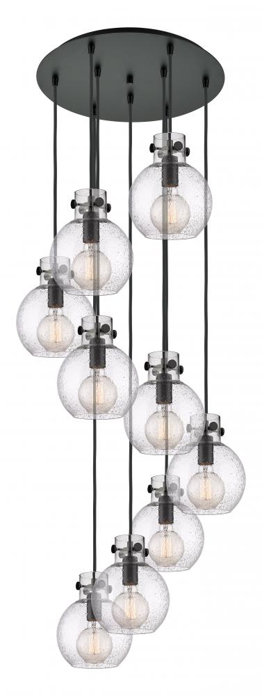 Newton Sphere - 9 Light - 22 inch - Matte Black - Cord hung - Multi Pendant