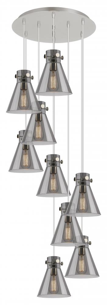 Newton Cone - 9 Light - 22 inch - Polished Nickel - Multi Pendant