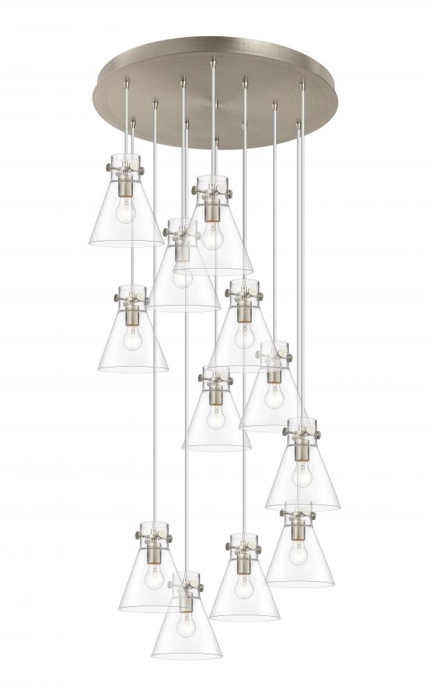 Newton Cone - 12 Light - 27 inch - Brushed Satin Nickel - Multi Pendant