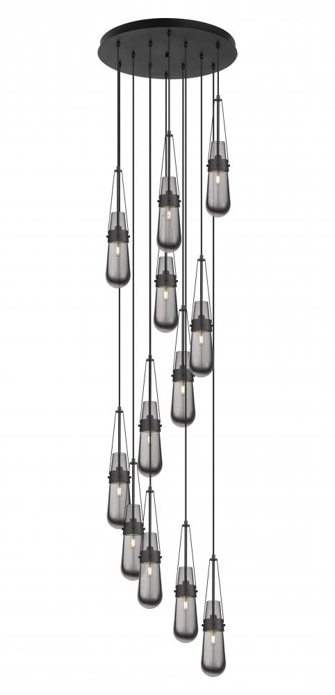 Milan - 12 Light - 24 inch - Matte Black - Multi Pendant