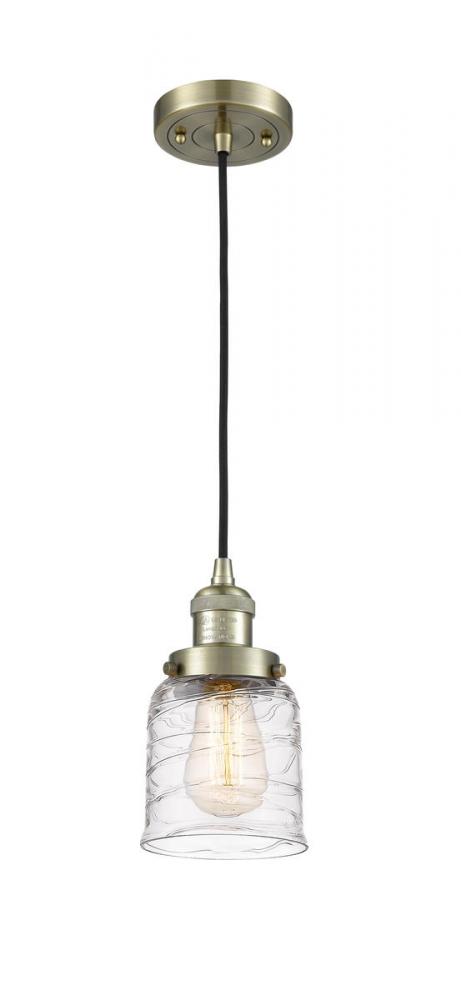 Bell - 1 Light - 5 inch - Antique Brass - Cord hung - Mini Pendant