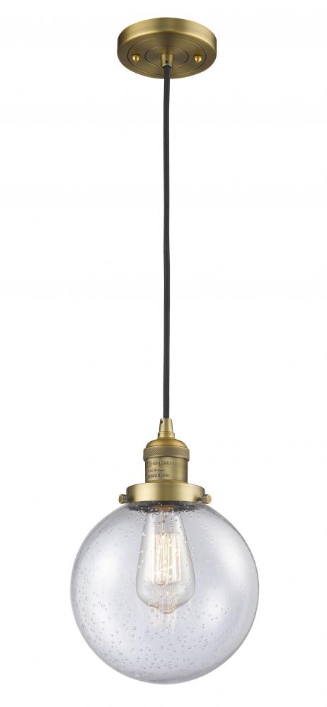 Beacon - 1 Light - 8 inch - Brushed Brass - Cord hung - Mini Pendant