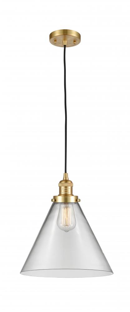 Cone - 1 Light - 12 inch - Satin Gold - Cord hung - Mini Pendant