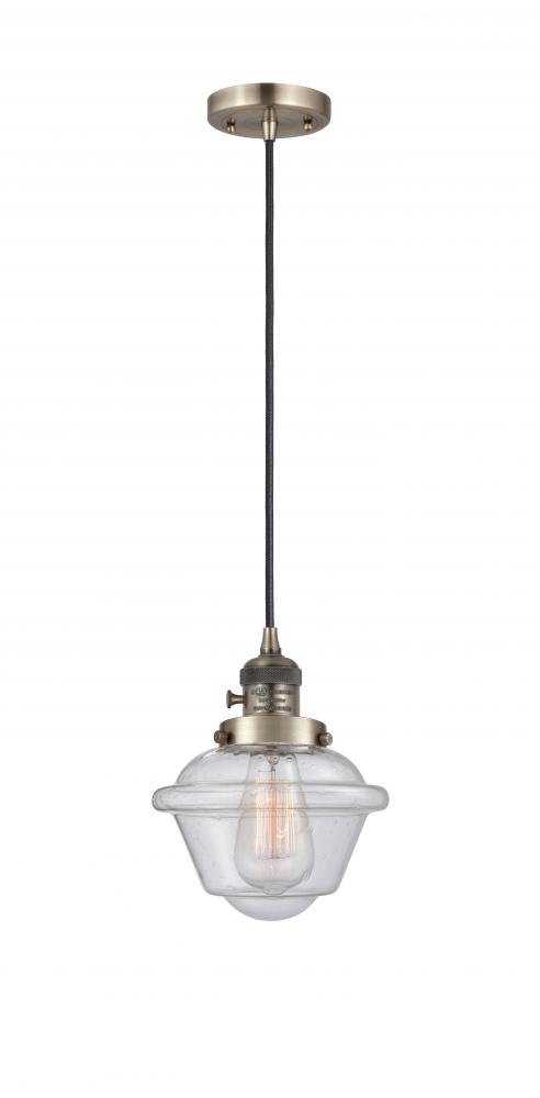 Oxford - 1 Light - 7 inch - Antique Brass - Cord hung - Mini Pendant