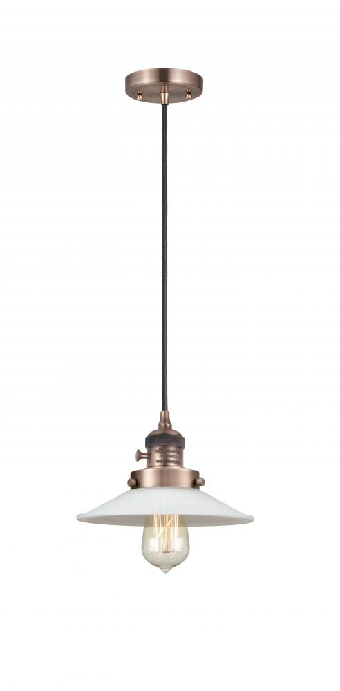 Halophane - 1 Light - 9 inch - Antique Copper - Cord hung - Mini Pendant