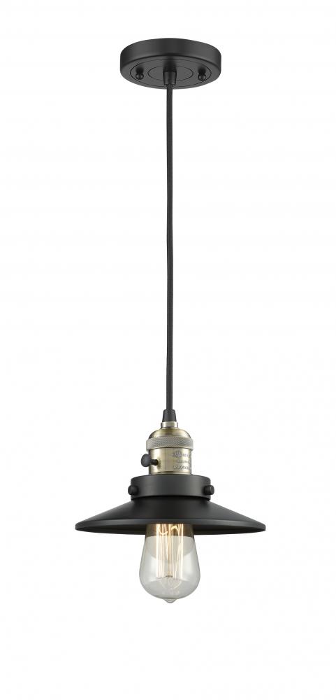 Railroad - 1 Light - 8 inch - Black Antique Brass - Cord hung - Mini Pendant