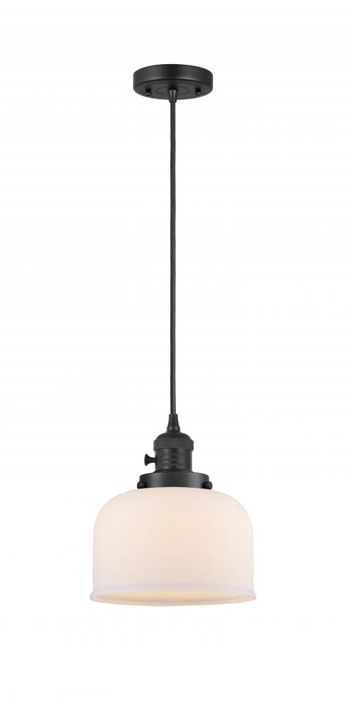 Bell - 1 Light - 8 inch - Matte Black - Cord hung - Mini Pendant