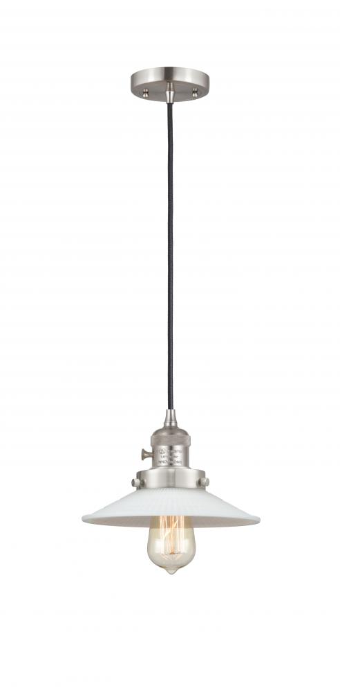 Halophane - 1 Light - 9 inch - Brushed Satin Nickel - Cord hung - Mini Pendant