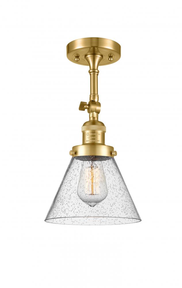 Cone - 1 Light - 8 inch - Satin Gold - Semi-Flush Mount