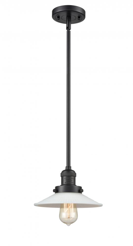 Halophane - 1 Light - 9 inch - Matte Black - Stem Hung - Mini Pendant