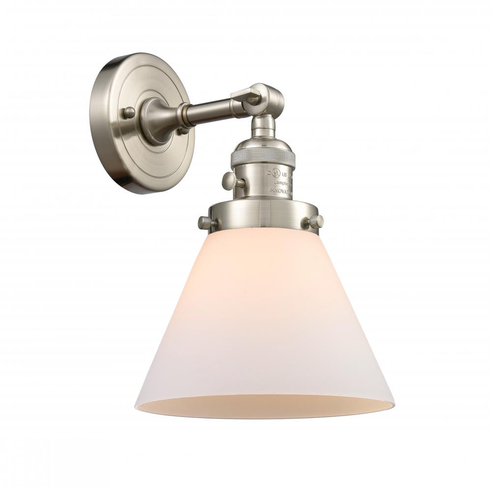 Cone - 1 Light - 8 inch - Brushed Satin Nickel - Sconce