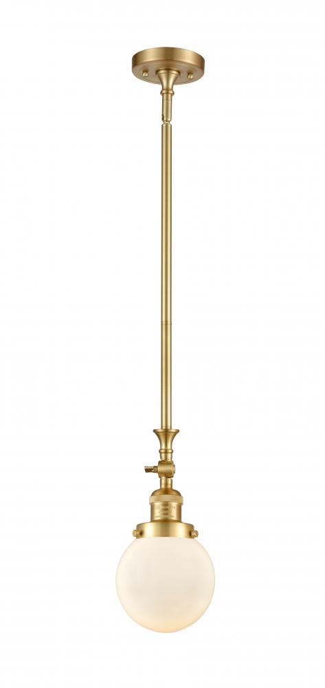 Beacon - 1 Light - 6 inch - Satin Gold - Stem Hung - Mini Pendant