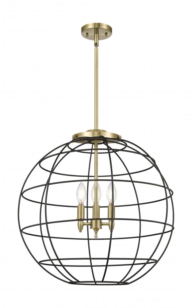 Lake Placid - 3 Light - 22 inch - Antique Brass - Pendant