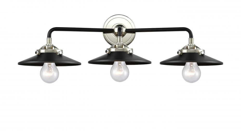 Railroad - 3 Light - 26 inch - Black Polished Nickel - Bath Vanity Light