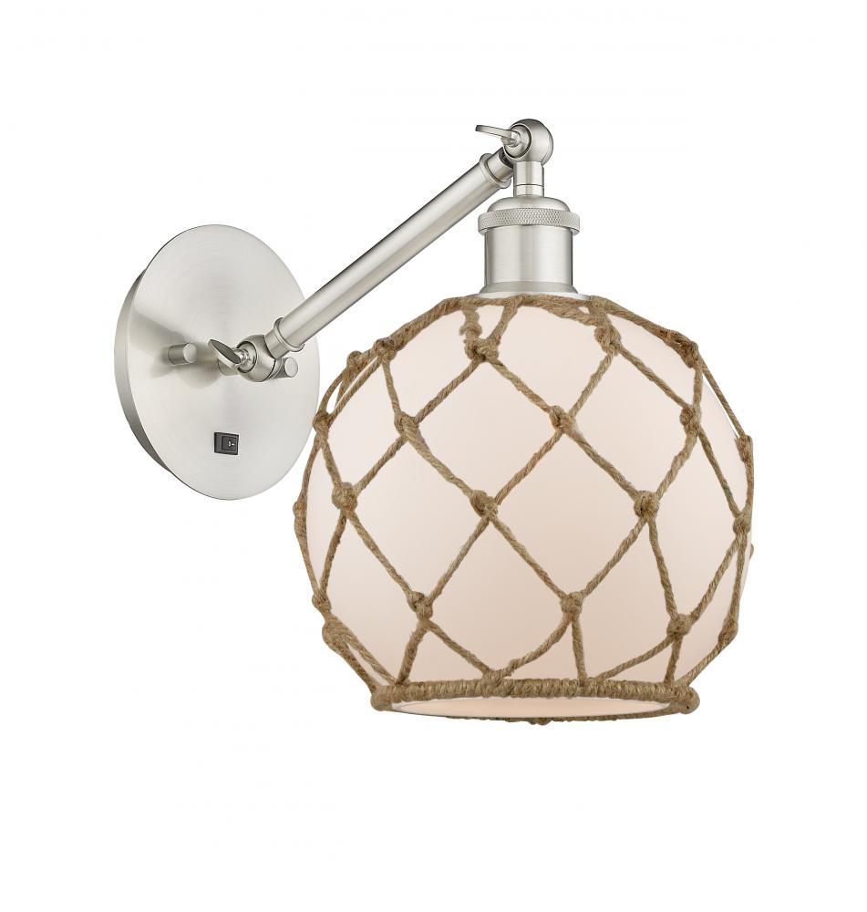 Farmhouse Rope - 1 Light - 8 inch - Brushed Satin Nickel - Sconce