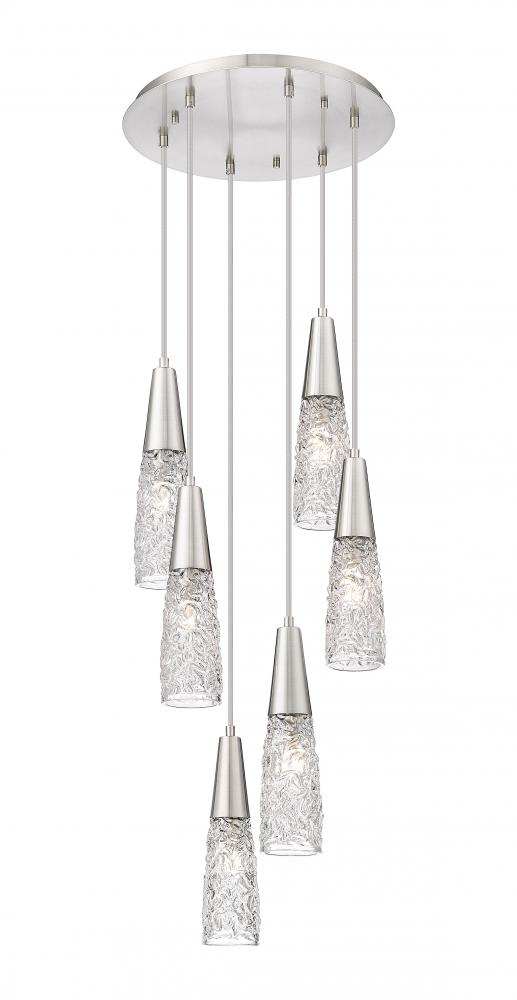 Amherst Brook - 6 Light - 14 inch - Brushed Satin Nickel - Cord Hung - Multi Pendant