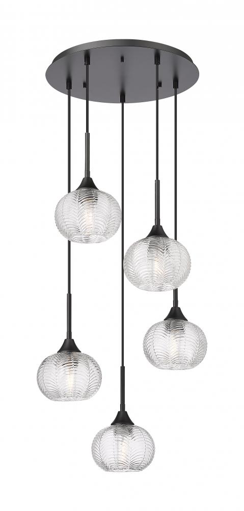 Berkshire - 5 Light - 20 inch - Matte Black - Cord Hung - Multi Pendant