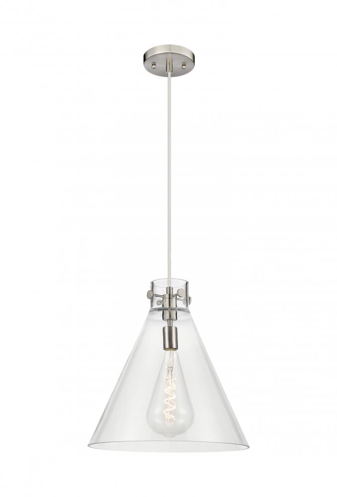 Newton Cone - 1 Light - 16 inch - Satin Nickel - Cord hung - Pendant