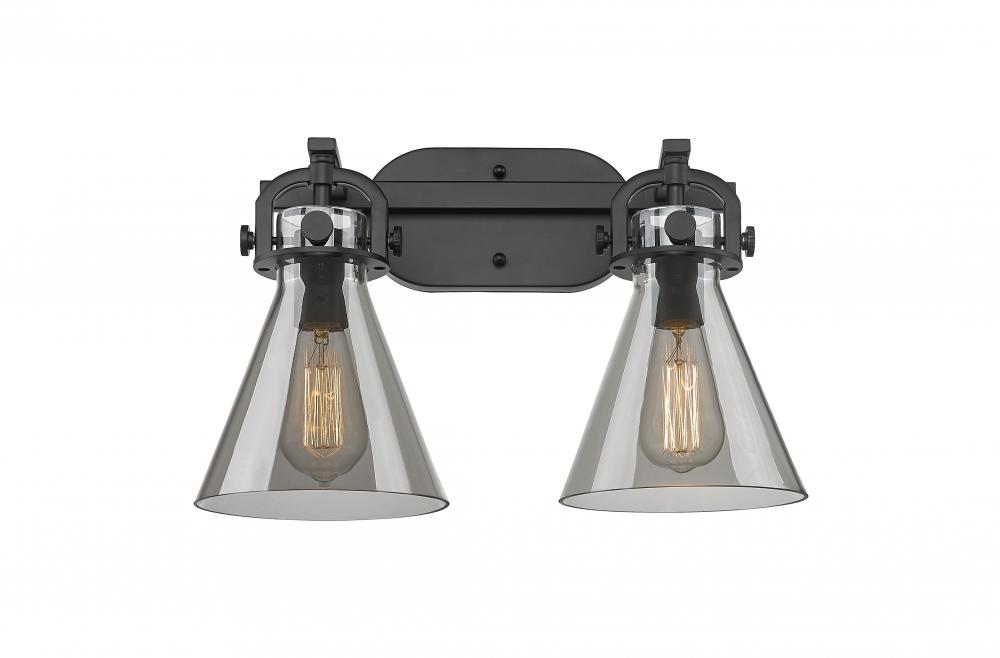 Newton Cone - 2 Light - 17 inch - Matte Black - Bath Vanity Light