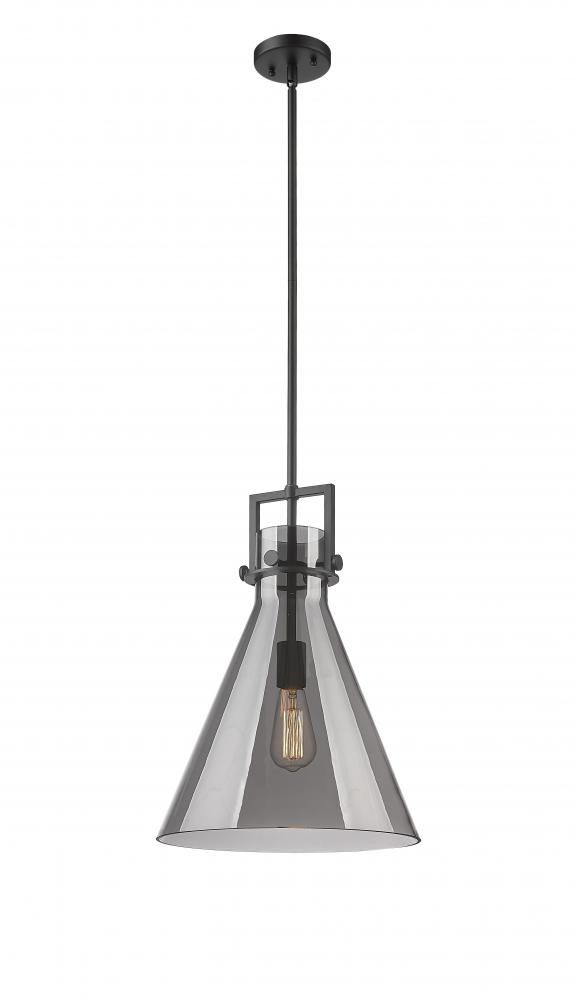 Newton Cone - 1 Light - 14 inch - Matte Black - Cord hung - Pendant