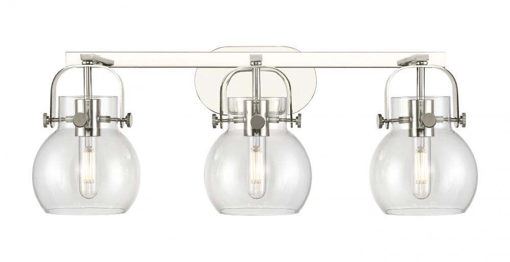 Pilaster II Sphere - 3 Light - 27 inch - Polished Nickel - Bath Vanity Light