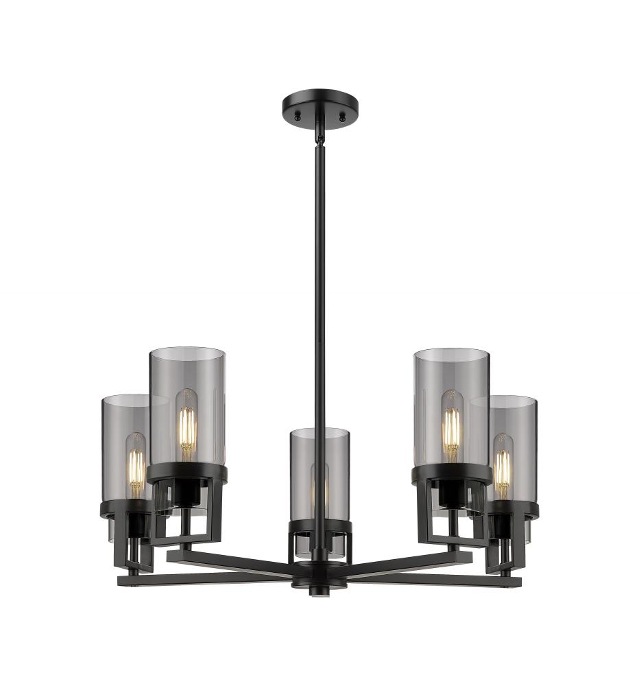 Utopia - 5 Light - 24 inch - Matte Black - Chandelier