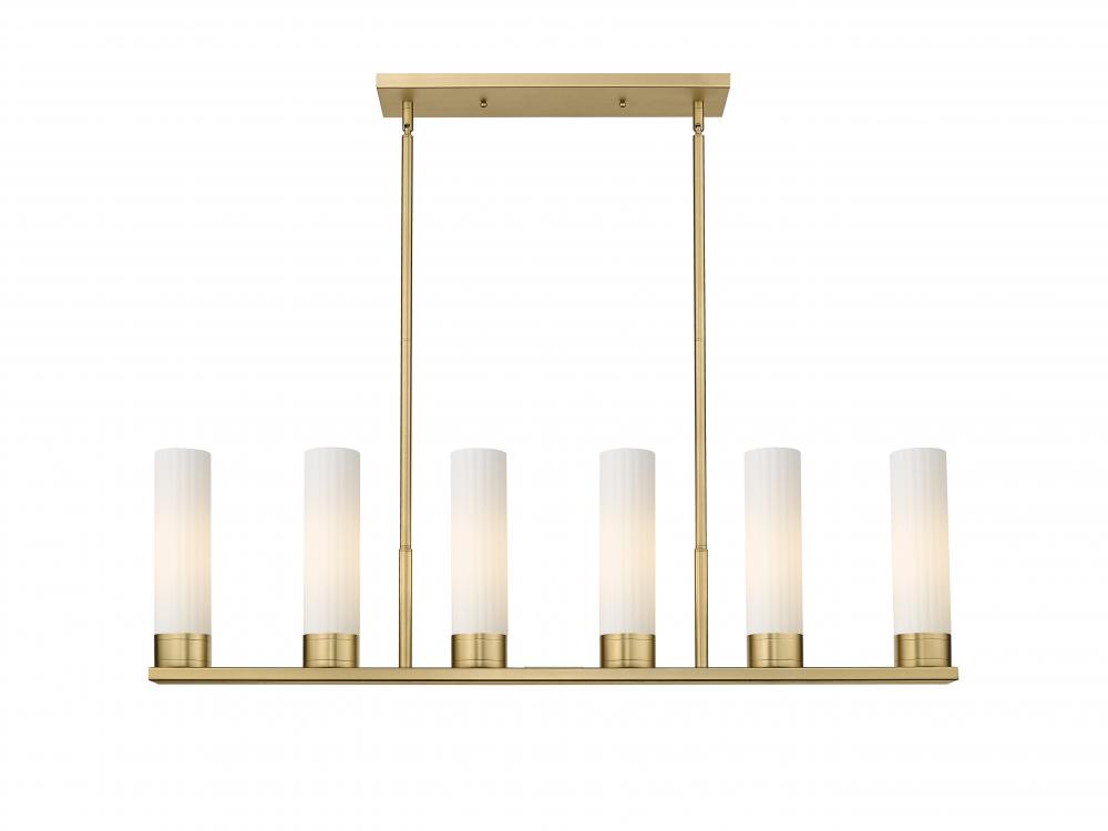 Empire - 6 Light - 44 inch - Brushed Brass - Linear Pendant