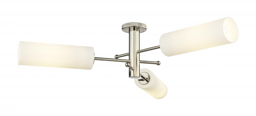 Crown Point - 3 Light - 34 inch - Polished Nickel - Flush Mount