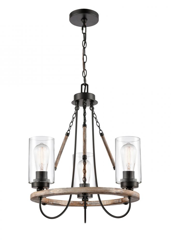 Paladin - 3 Light - 19 inch - Matte Black - Chain Hung - Mini Chandelier