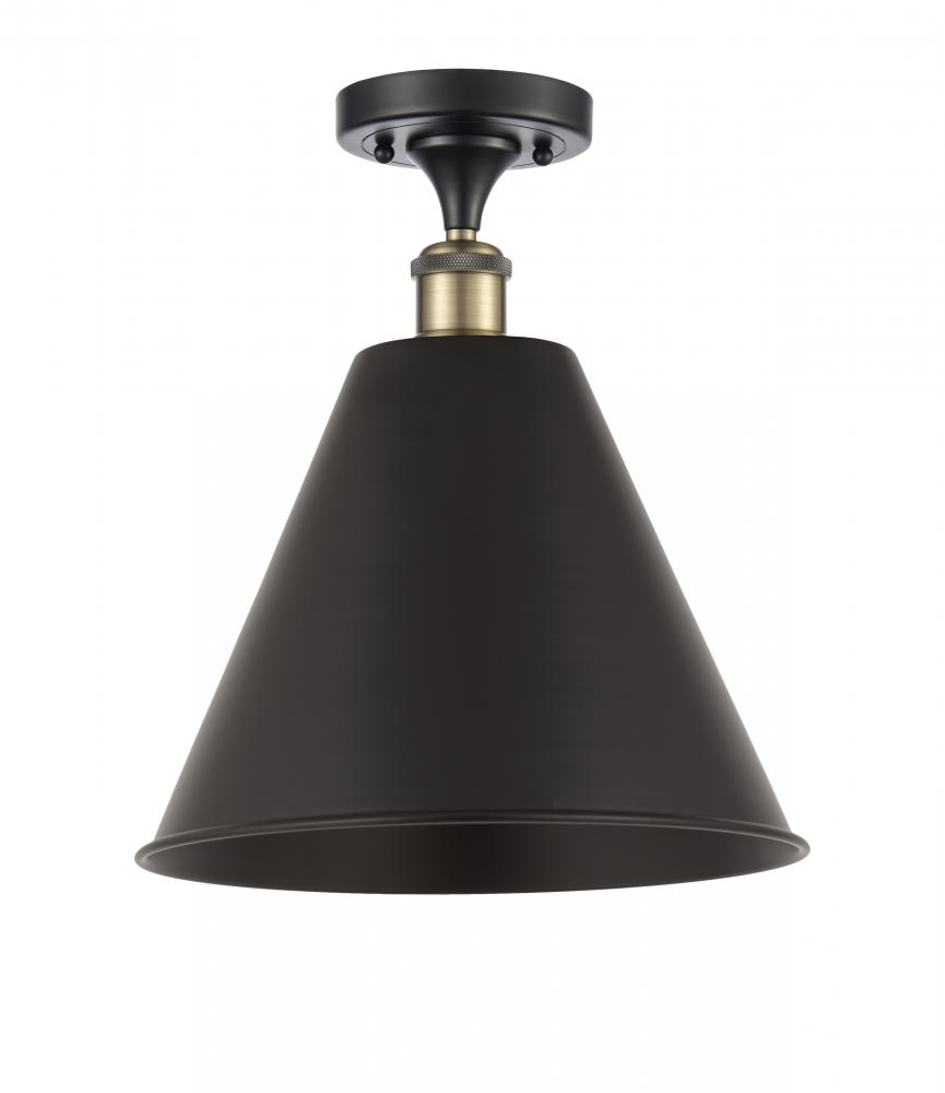 Berkshire - 1 Light - 12 inch - Black Antique Brass - Semi-Flush Mount